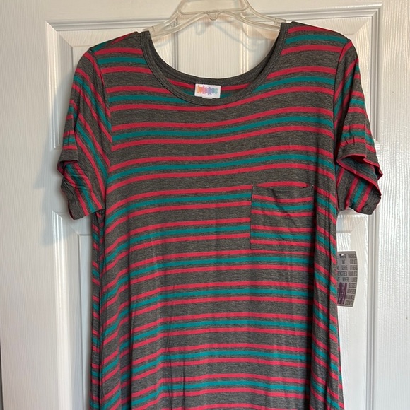 LuLaRoe Carly NWT women’s gray striped midi dress size medium - Picture 1 of 11